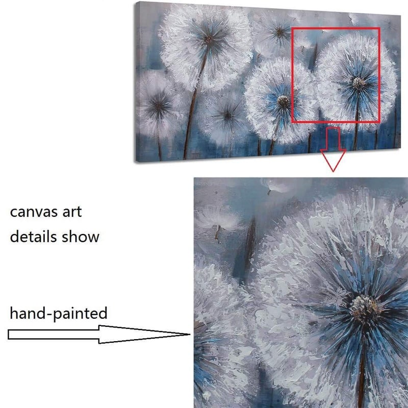 Pogusmavi Dandelion Painting Wall Art Canvas Print Picture for Living Room Large White Flower Flora Home Bedroom Decoration Modern Framed Artwork Decor, 20x40 - Image 3